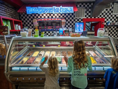River Street Sweets. Kids looking at ice cream at River Street Sweets in Savannah, Georgia.